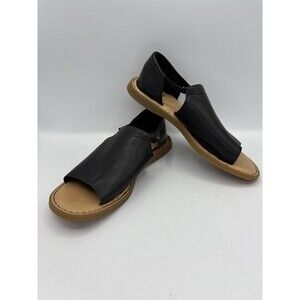 Born Cove Modern Sandals Black Leather Slip On Womens size 6